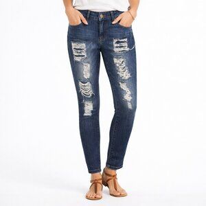 Blessed Distressed Skinny Jeans 8 Medium Wash Stretch Denim Casual Chic